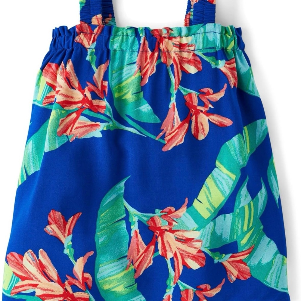 Floral Blue Dress with Straps